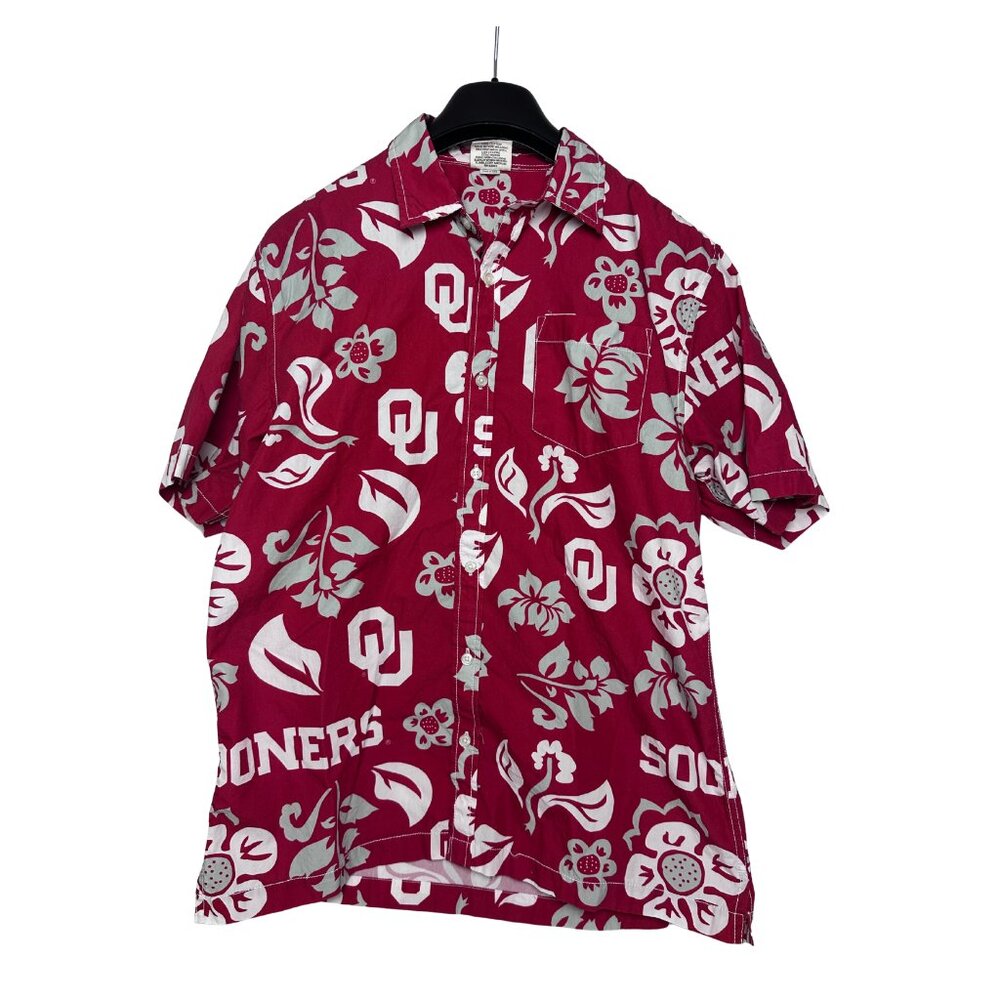 Men's Oklahoma Sooners Wes & Willy Button up shirt floral Hawaiian OU Large